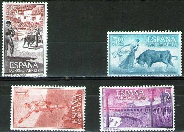 z vendido ESPAÑA 1960 1266/69 Sellos Nuevos Fiesta Nacional Tauromaquia Toros correo aereo c/charnela Espana Spain Espagne Spagna Spanje Spanien 